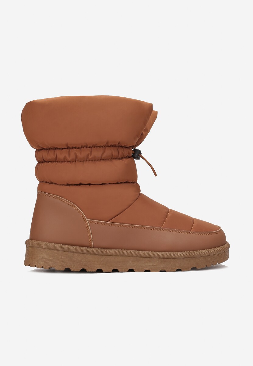 Jasnobrązowe Pikowane Śniegowce z Troczkiem Pehn