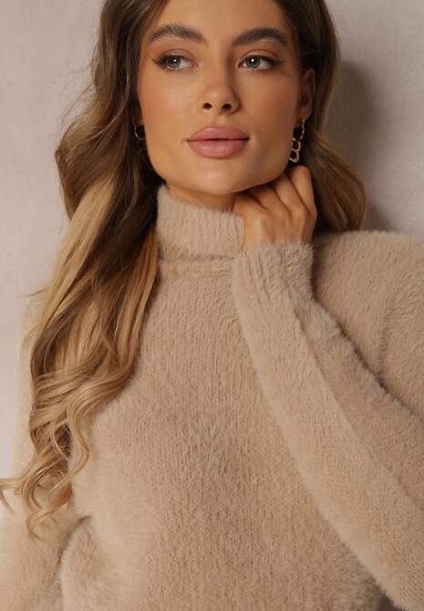 Beżowy Golf Wełniany Kedrindas