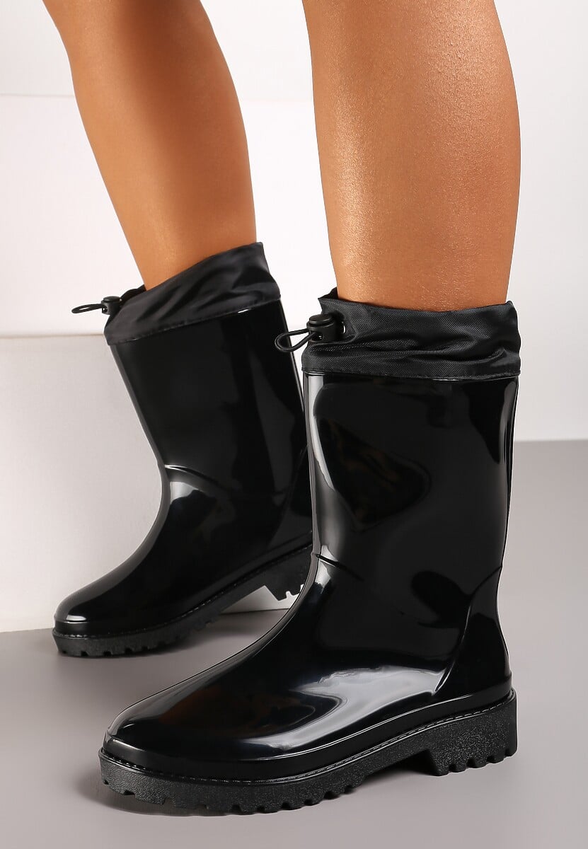 Czarne Kalosze Wykończone Ściągaczem Vimariel
