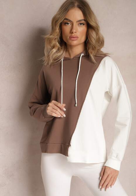 Brązowa Bawełniana Bluza z Kapturem i Ściągaczami Ardente
