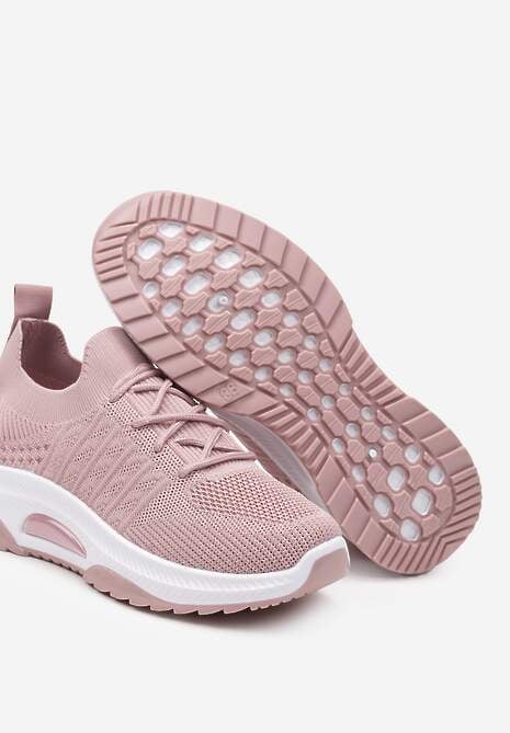 Różowe Wsuwane Buty Sportowe w Skarpetkowym Stylu z Ozdobną Podeszwą Moonlise