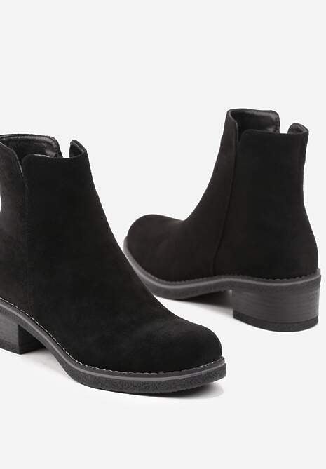 Czarne Ocieplane Casualowe Botki Reaniwen