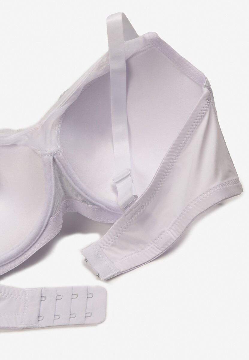 Biały Koronkowy Biustonosz Full Cup z Zawieszką Między Miseczkami Arnew