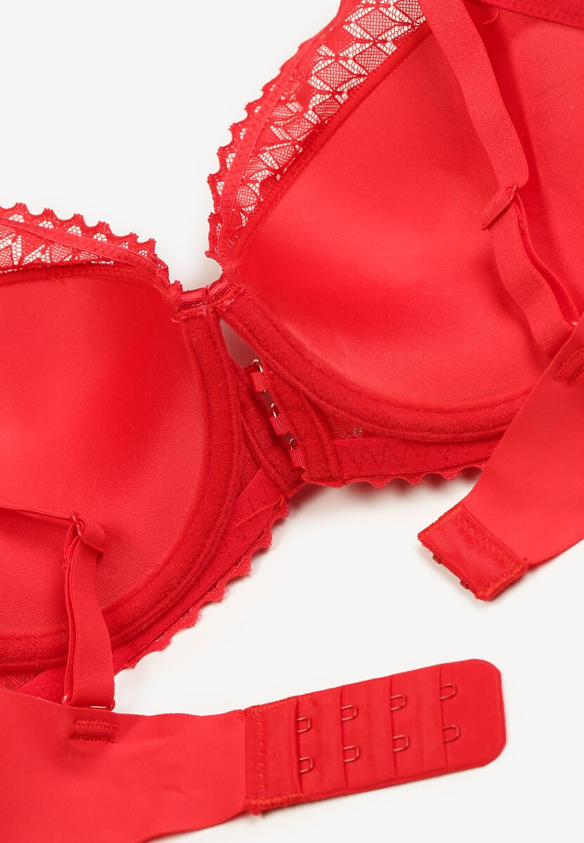Czerwony Biustonosz z Koronki z Efektem Push-Up Garnena
