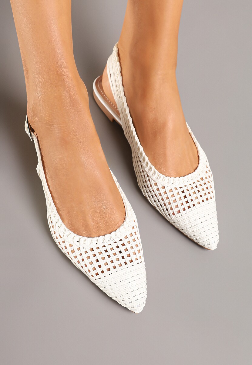 Białe Sandały Szydełkowe z Noskiem w Szpic i Odkrytą Piętą Tillissea