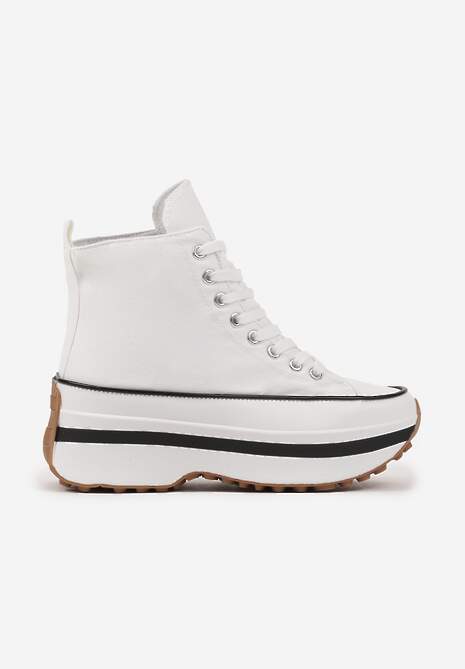 Białe Trampki za Kostkę na Platformie z Tłoczeniami Danawinn