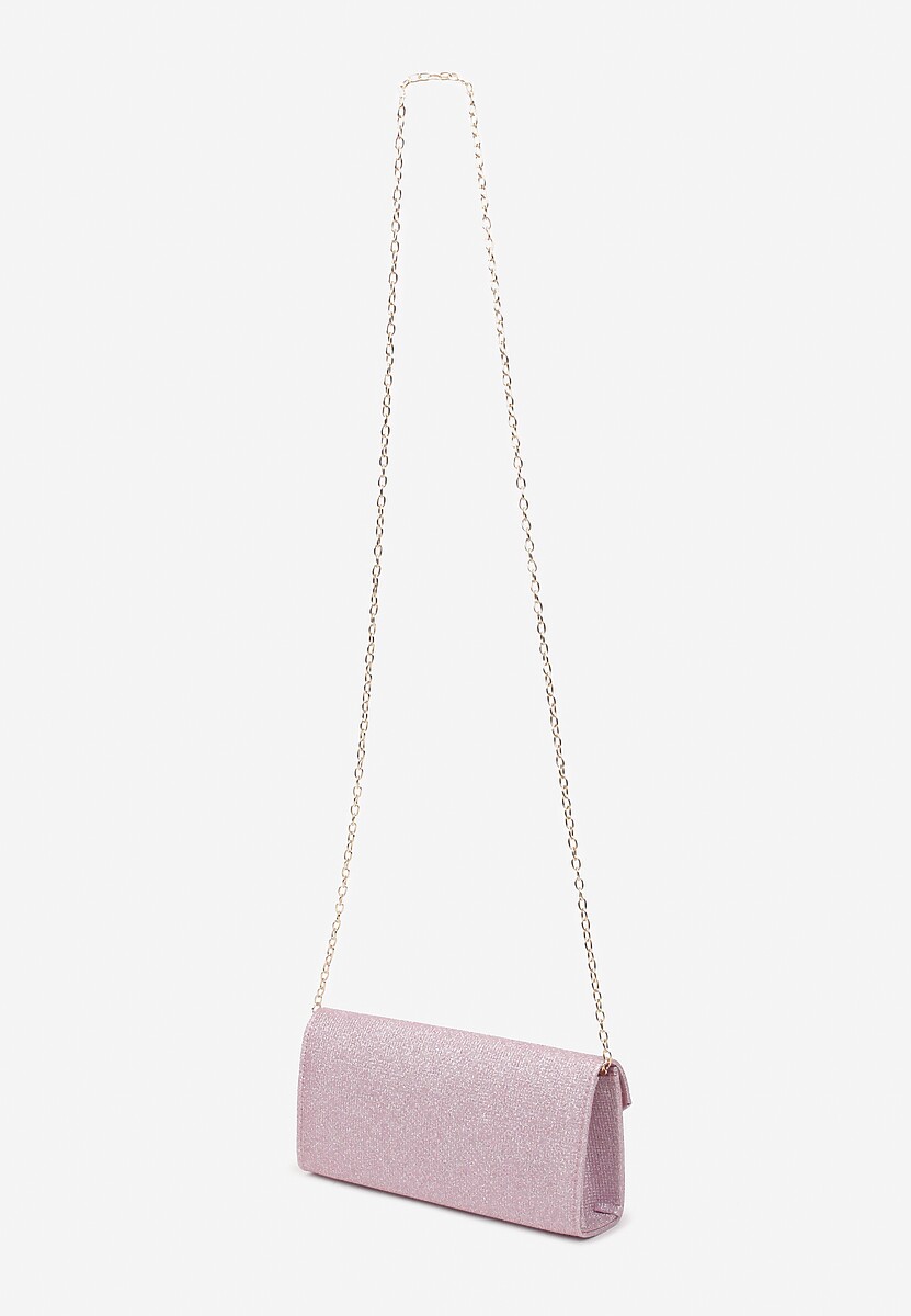 Różowa Brokatowa Torebka Kopertówka na Ramię Brocetta