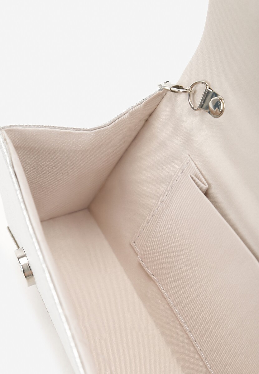 Srebrna Mała Torebka w Cyrkonie z Rączką i Łańcuszkiem Haloa