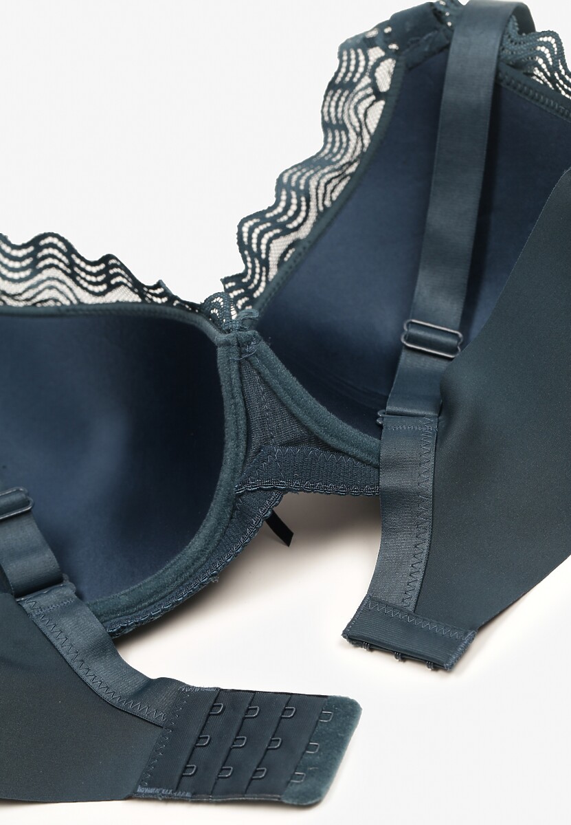 Ciemnozielony Koronkowy Biustonosz z Regulowanymi Ramiączkami Tinalle