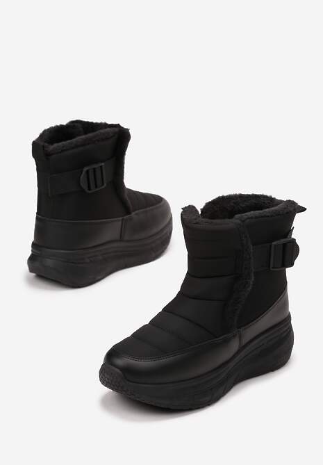 Czarne Śniegowce na Platformie Pikowane Giacinto