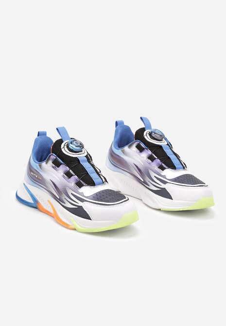 Biało-Niebieskie Buty Sportowe Sneakersy na Płaskiej Podeszwie z Regulowanym Pokrętłem Vimaritta