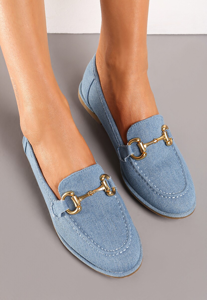 Beżowe Płaskie Mokasyny z Elegancką Klamerką Mustia