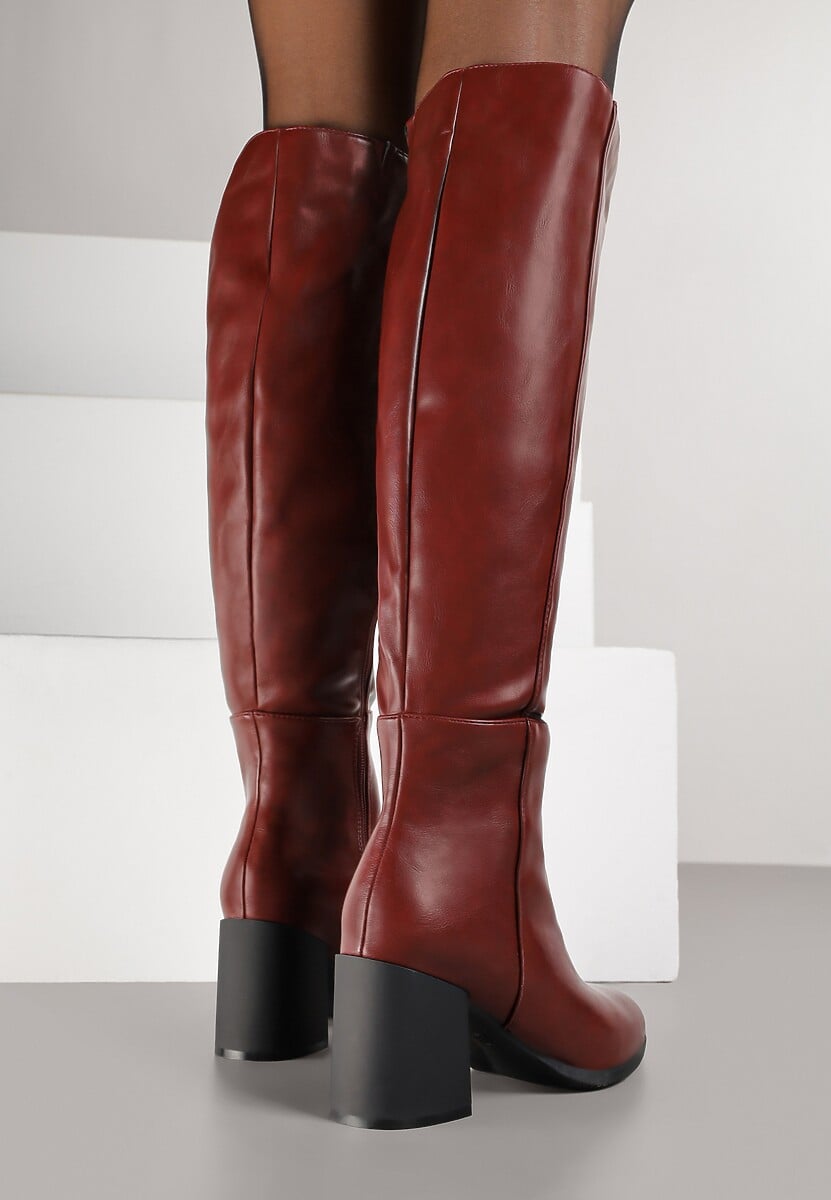 Bordowe Kozaki Vices na Słupku z Przeszyciami Codvira