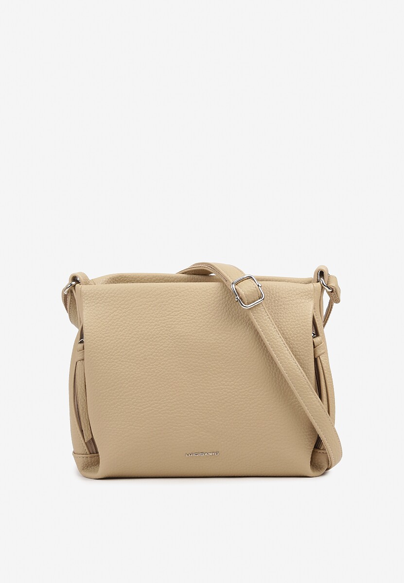 Beżowa Torebka Listonoszka z Ozdobnym Napisem Tanaleira