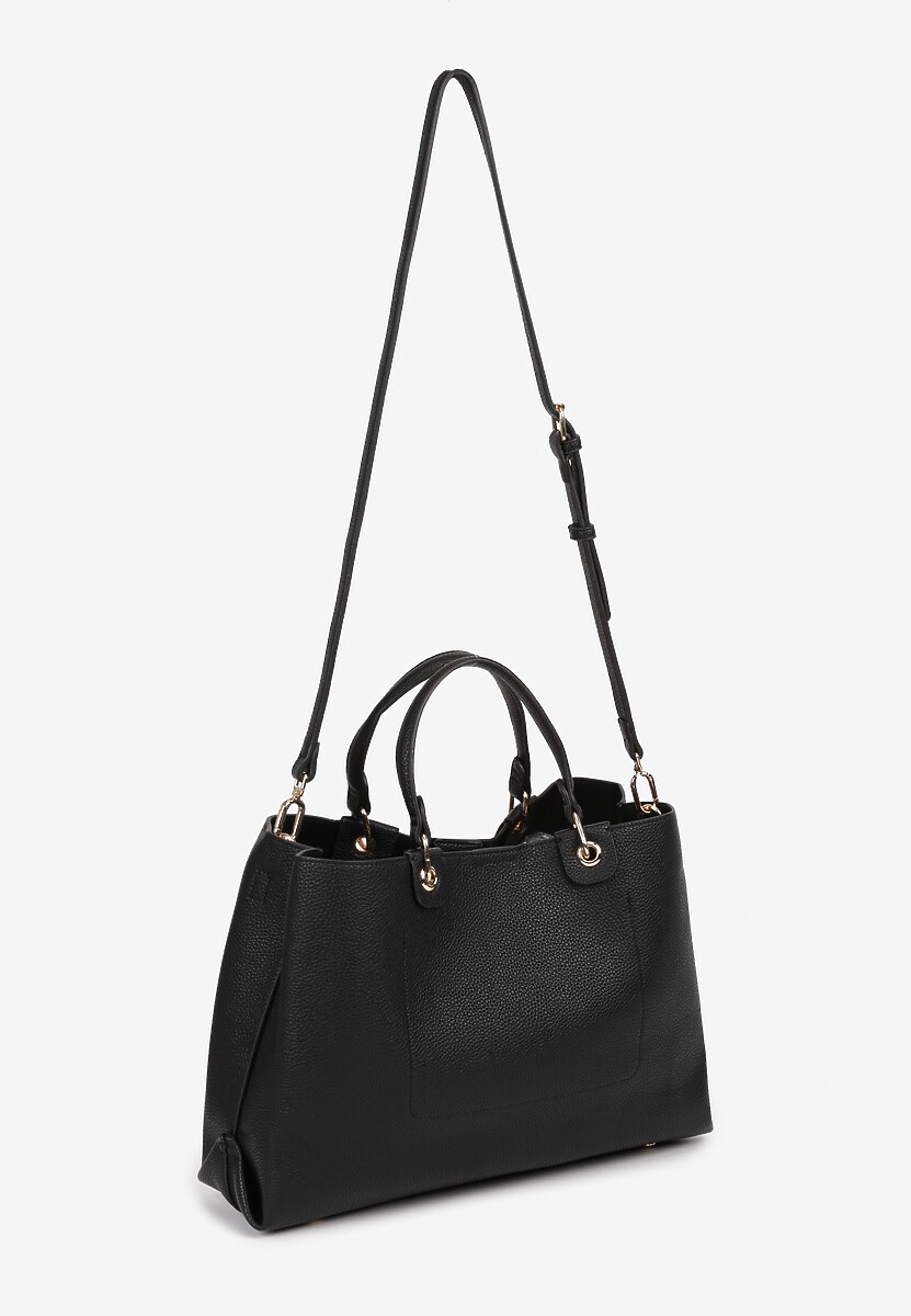 Czarna Torebka z Regulowanym Paskiem i Metaliczną Ozdobą Isarina