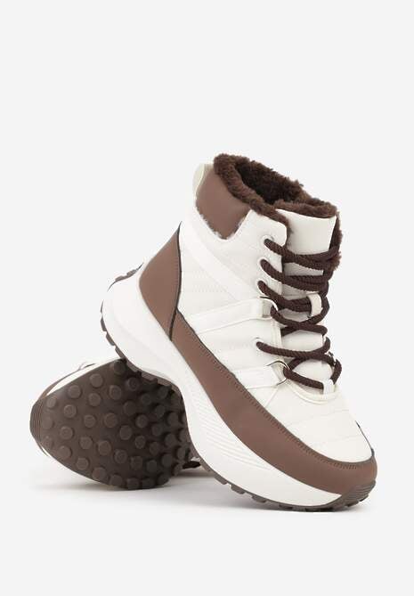 Beżowo-Brązowe Sportowe Śniegowce Chunky na Platformie Ishweda