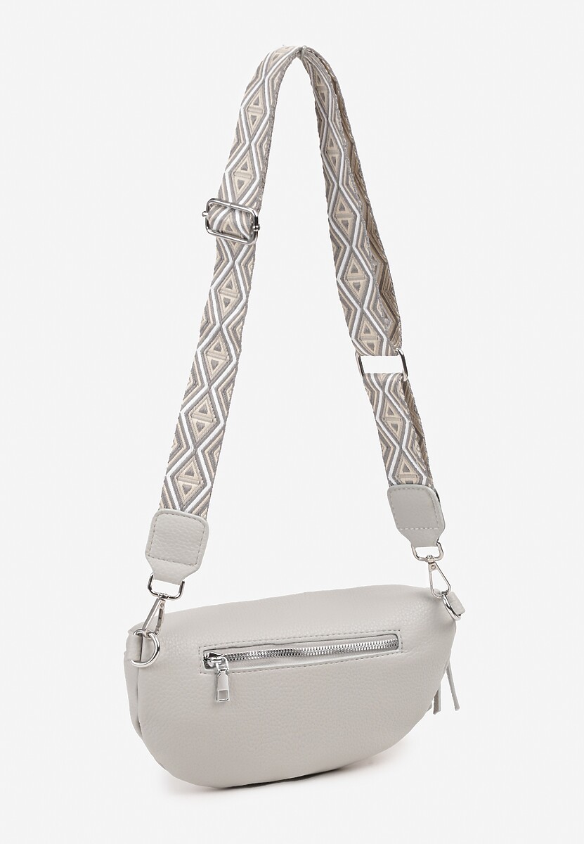 Szara Nerka z Materiałowym Paskiem w Mozaikowe Wzorki Delavinea