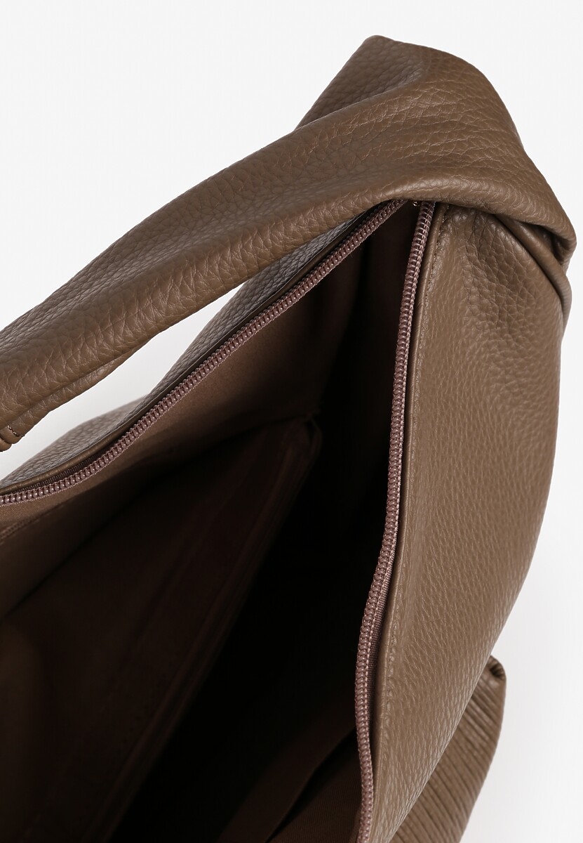 Beżowa Torebka o Fasonie Hobo z Dodatkowym Paskiem Crossbody Mepila