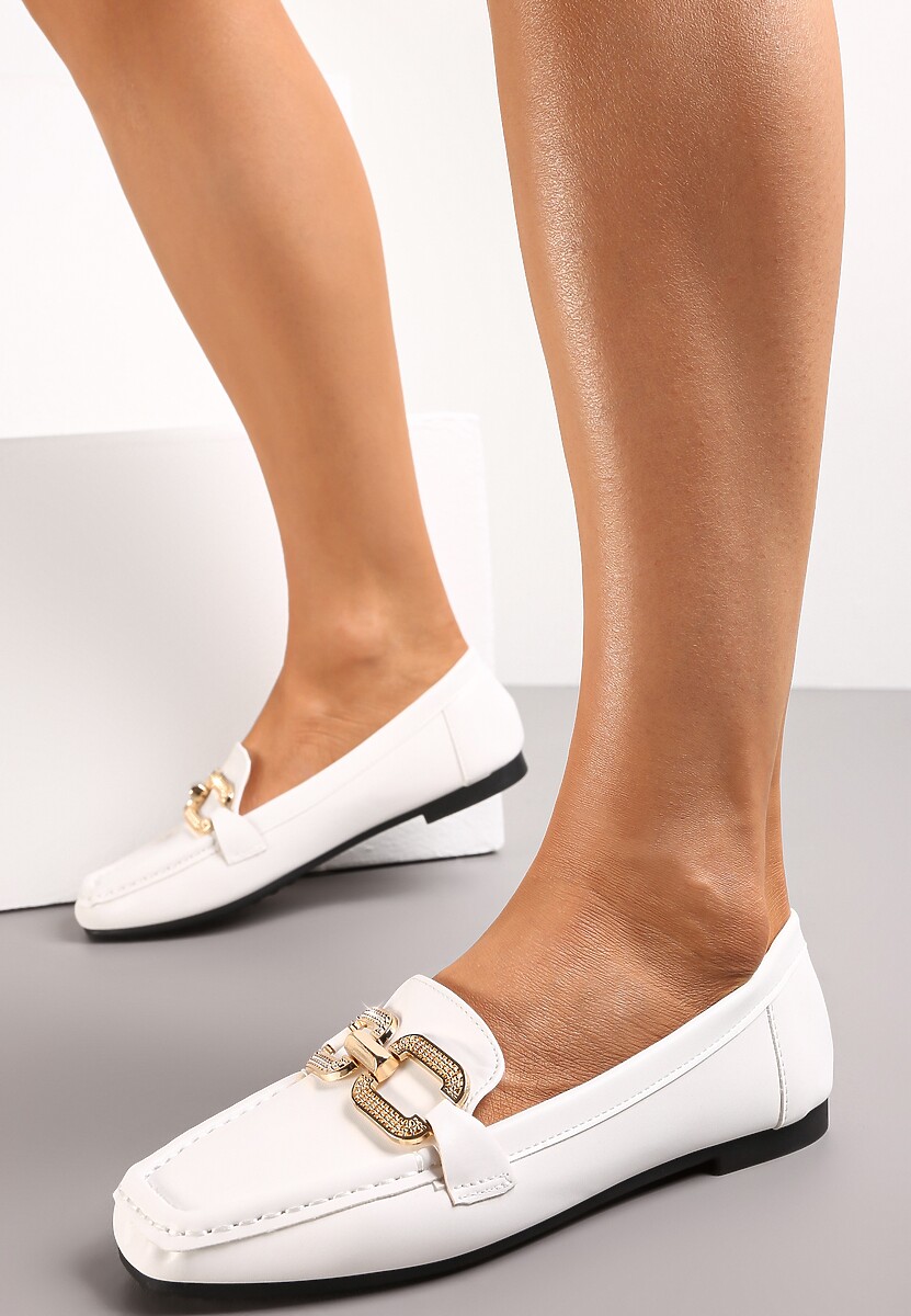 Niebieskie Mokasyny z Klamerką i Kwadratowym Noskiem Heela