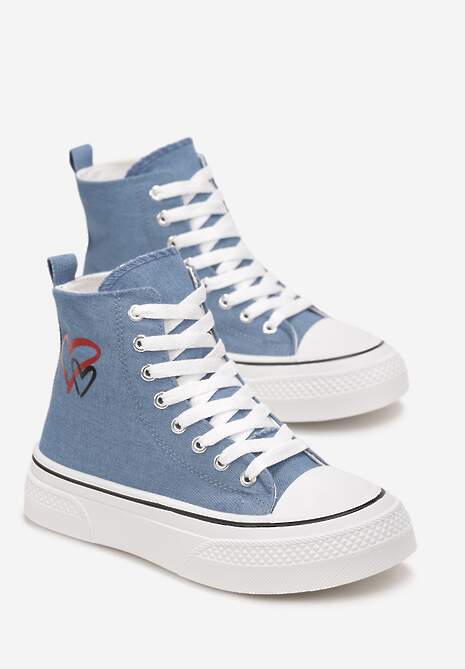 Niebieskie Trampki za Kostkę na Platformie Zuiena