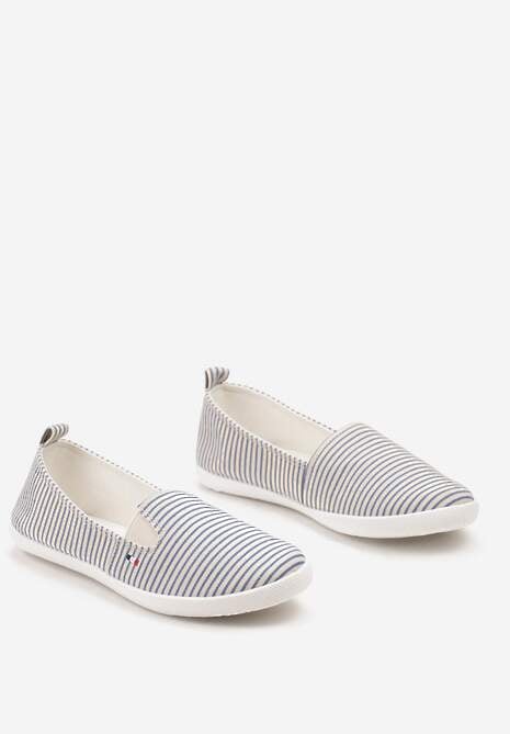 Niebieskie Wsuwane Tenisówki na Płaskiej Podeszwie w Paski Avelinta