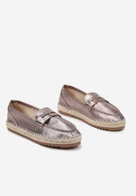 Srebrne Espadryle Ozdobione Plecionką i Paskiem Zolivia