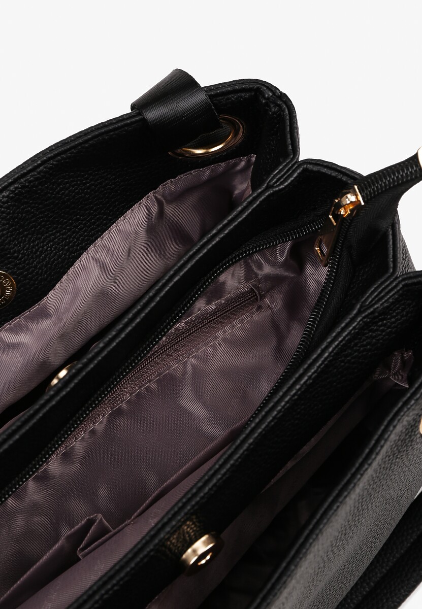 Czarna Torebka na Ramię w Klasycznym Stylu z Klapą Idaletia