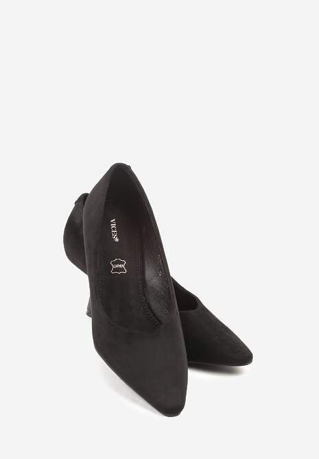 Czarne Czółenka Vices na Obcasie Typu Klepsydra ze Skórzaną Wkładką Dedvire