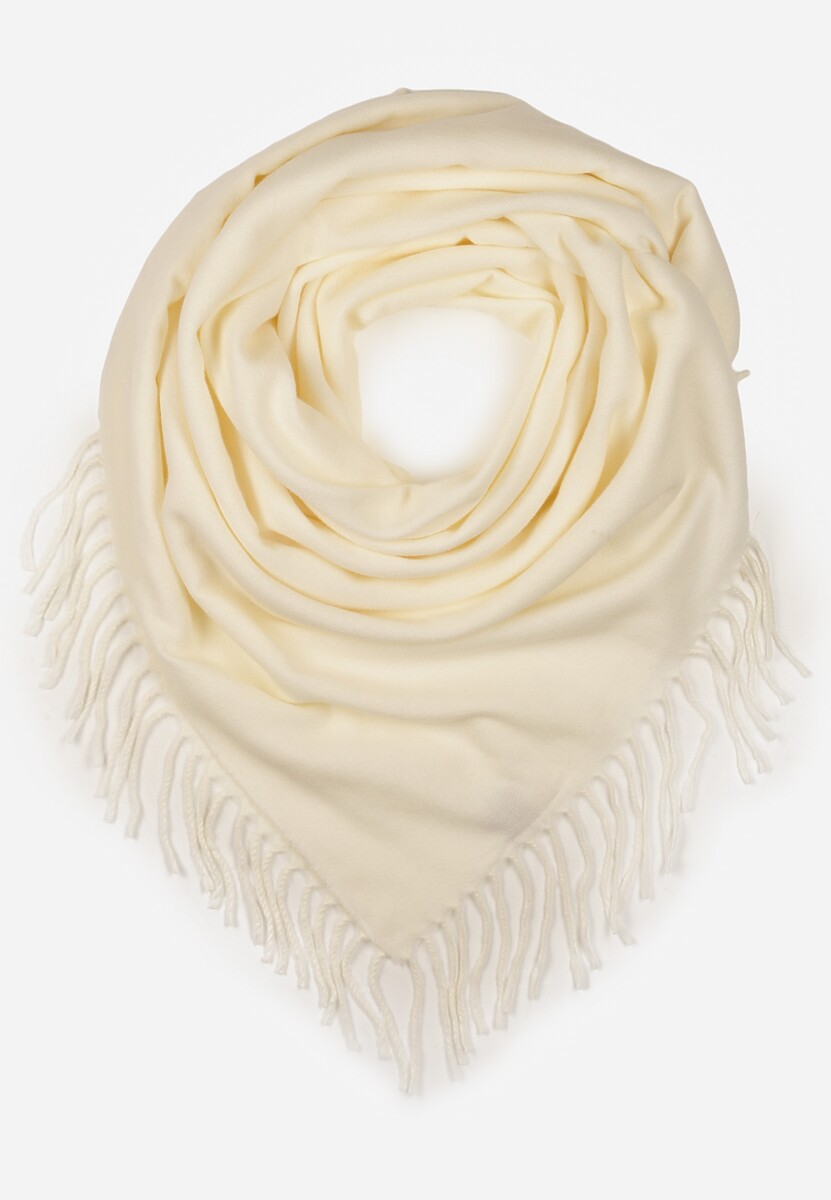 Jasnobeżowy Klasyczny Szalik Zakończony Frędzlami Vetiele