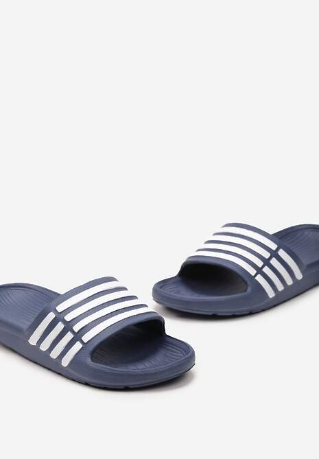 Granatowo-Białe Klapki Basenowe z Szerokim Ozdobnym Paskiem Jutteria
