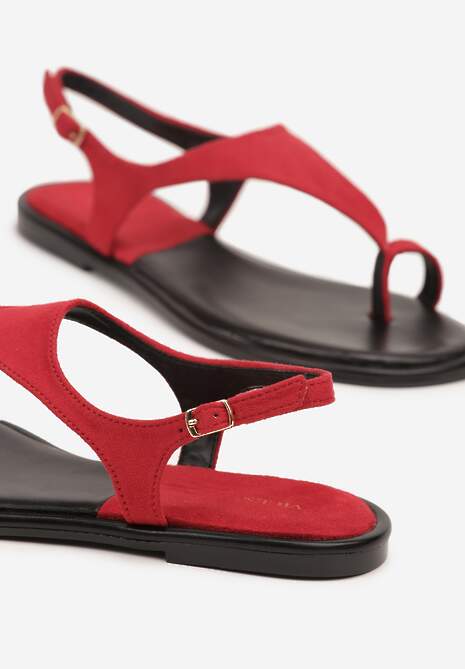 Czerwone Sandały Vices o Fasonie Japonek Meramira