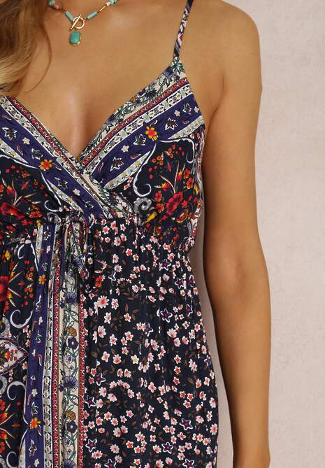 Granatowa Sukienka z Wiskozy Fihi