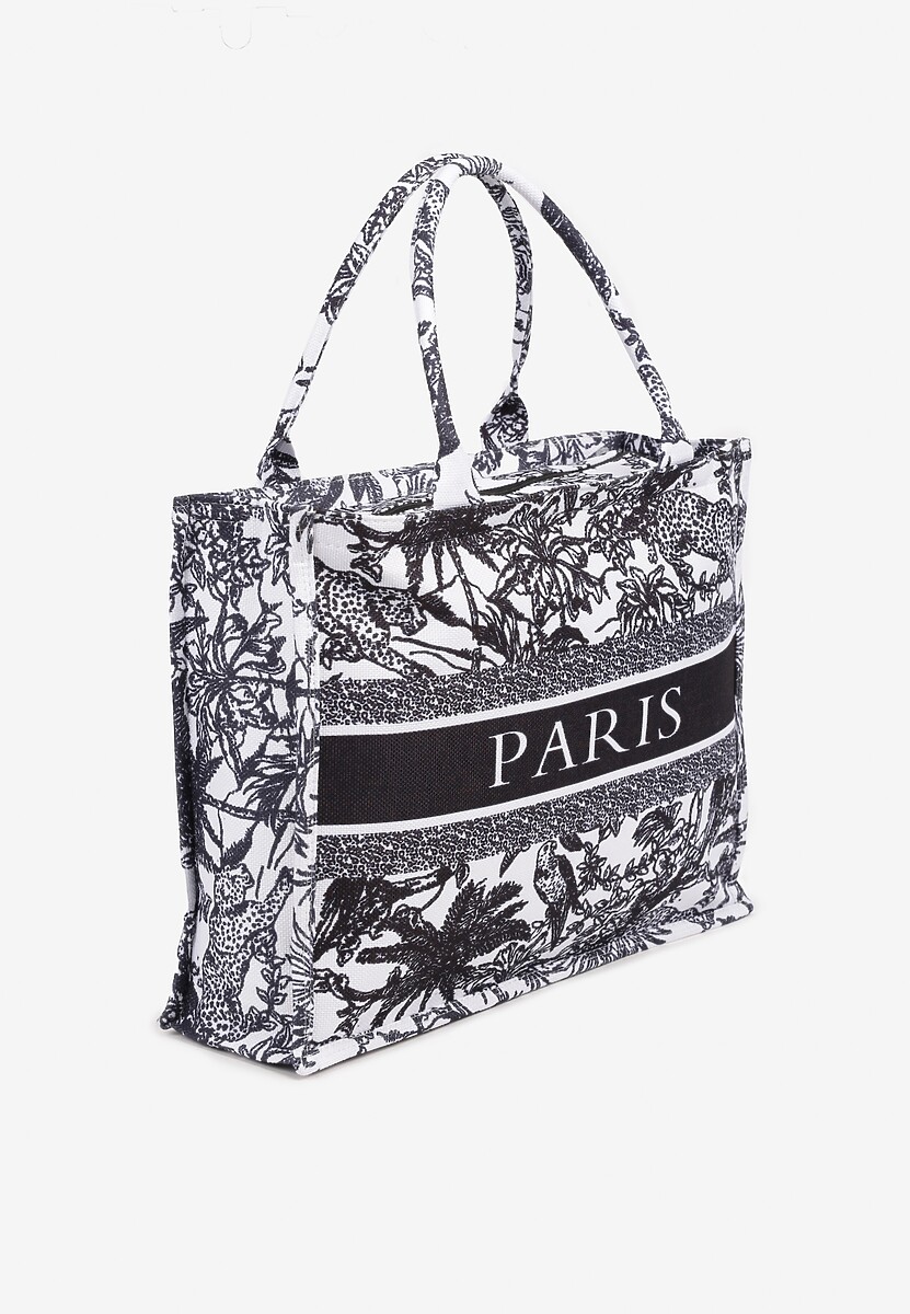 Czarna Torebka Ozdobiona Napisem i Wzorem Zwierząt Aliviel