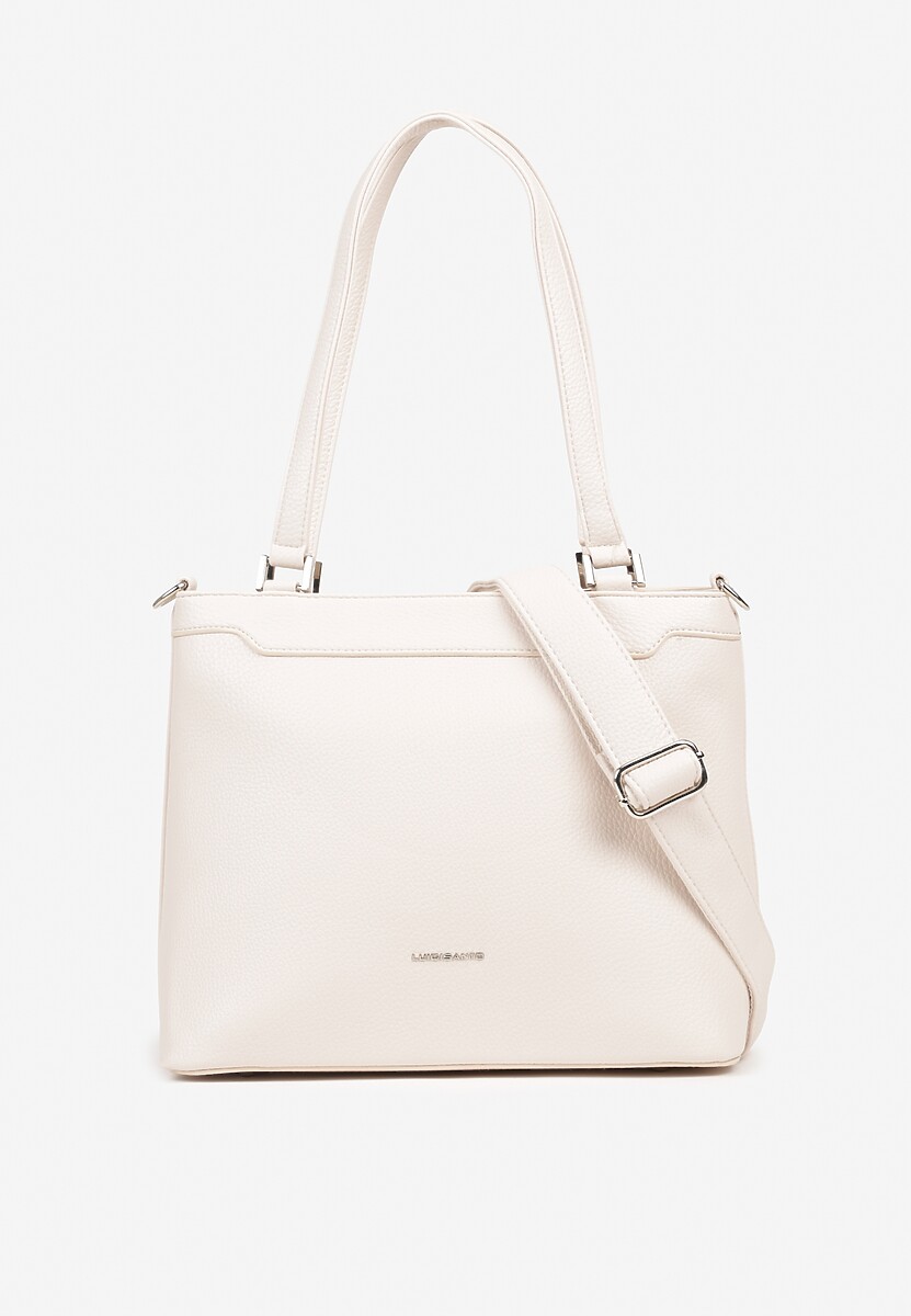 Jasnobeżowa Torebka Ozdobiona Metalicznym Napisem Nilomena