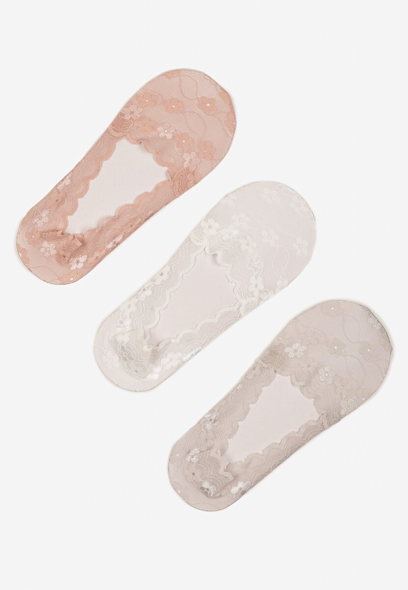 Czarno-Beżowe Skarpety z Koronki Typu Baletki 3-Pack Lilisea