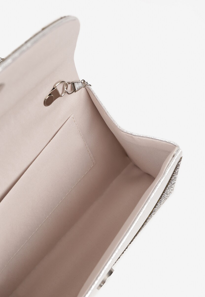 Srebrna Torebka Kopertówka z Rączką Ozdobiona Cyrkoniami Devola