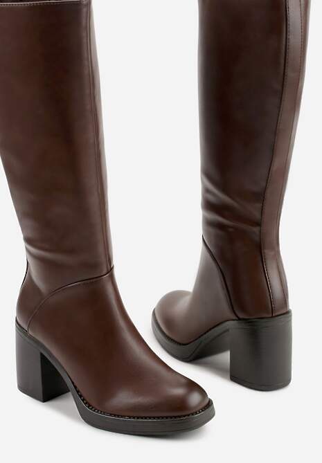 Brązowe Kozaki na Słupku przed Kolano Cindria