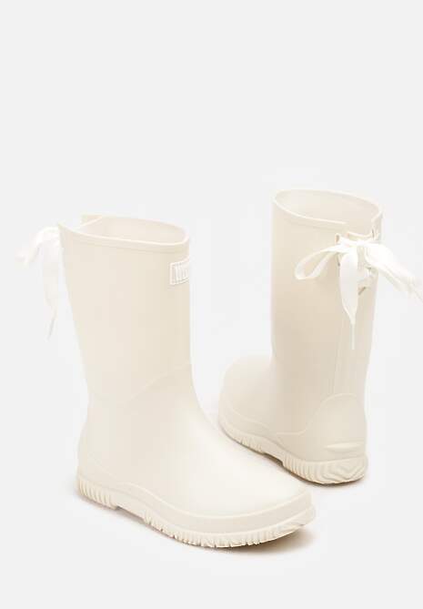 Beżowe Kalosze Ozdobione Wiązaniem Pinelle