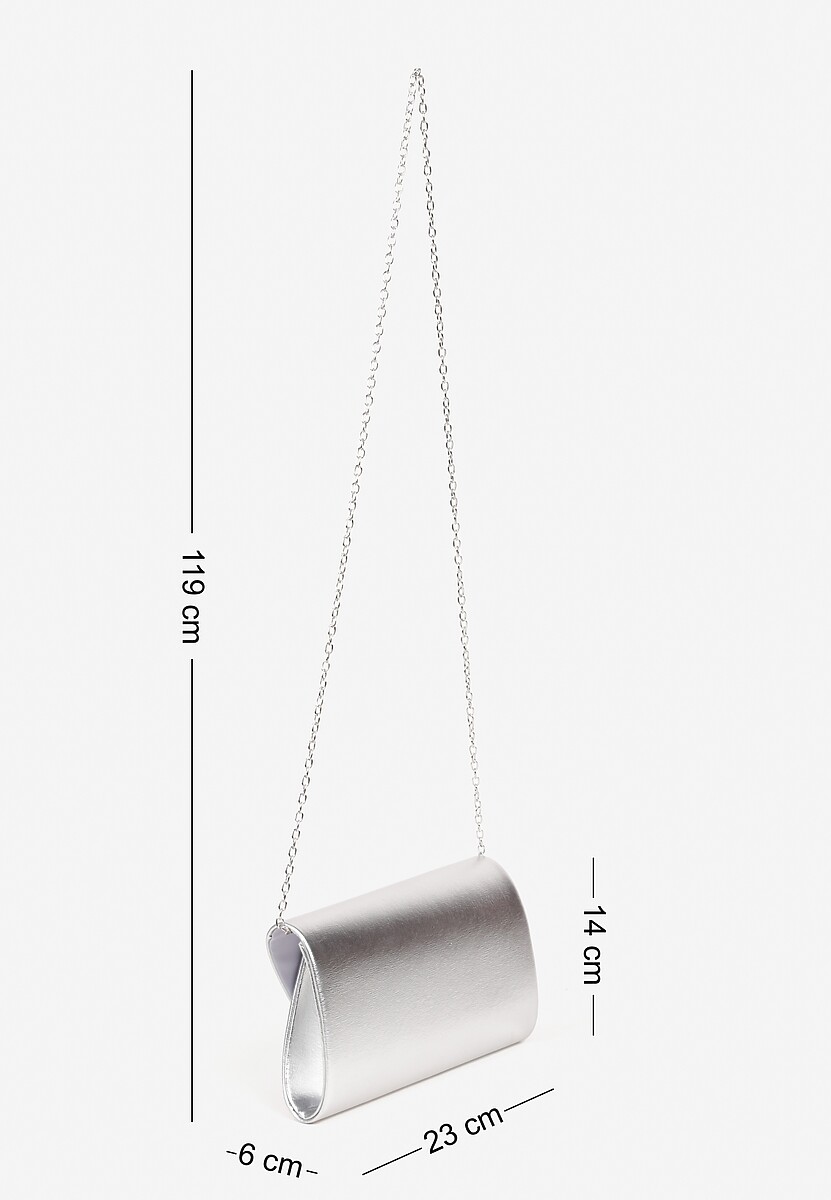 Srebrna Klasyczna Torebka Kopertówka na Odpinanym Łańcuszku Aqitta