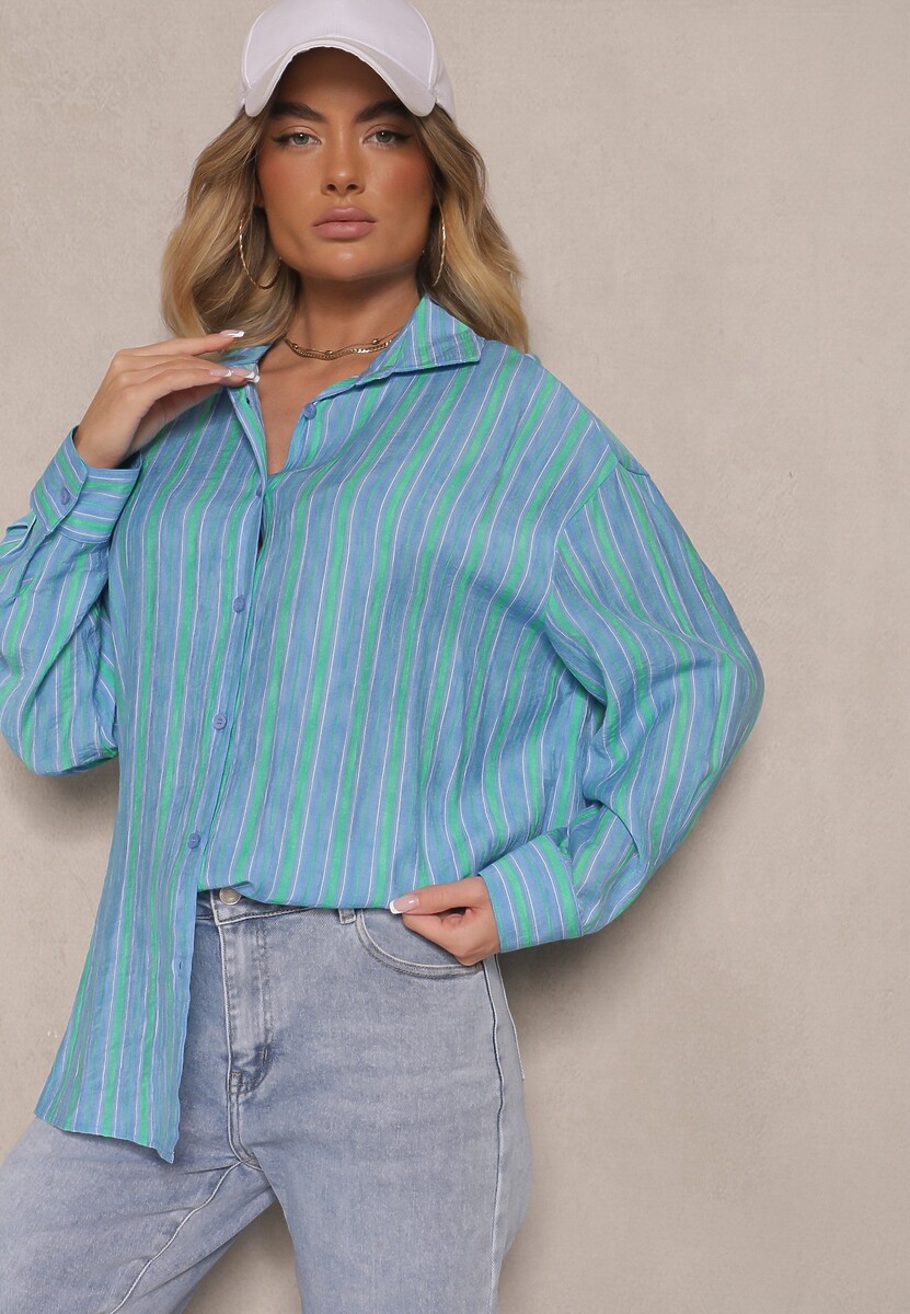 Fuksjowa Koszula z Wiskozą w Paski Liasolene