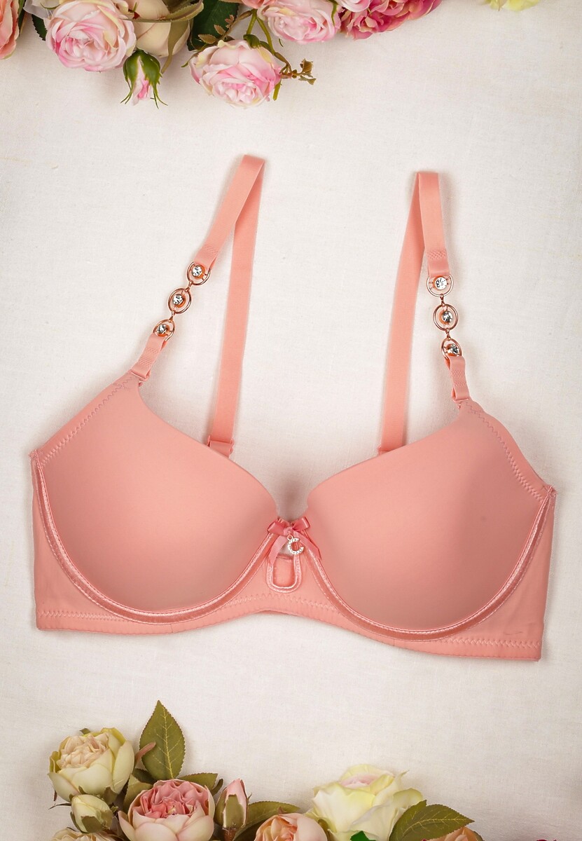 Granatowy Biustonosz Full Cup z Metalowymi Ozdobami Fivie