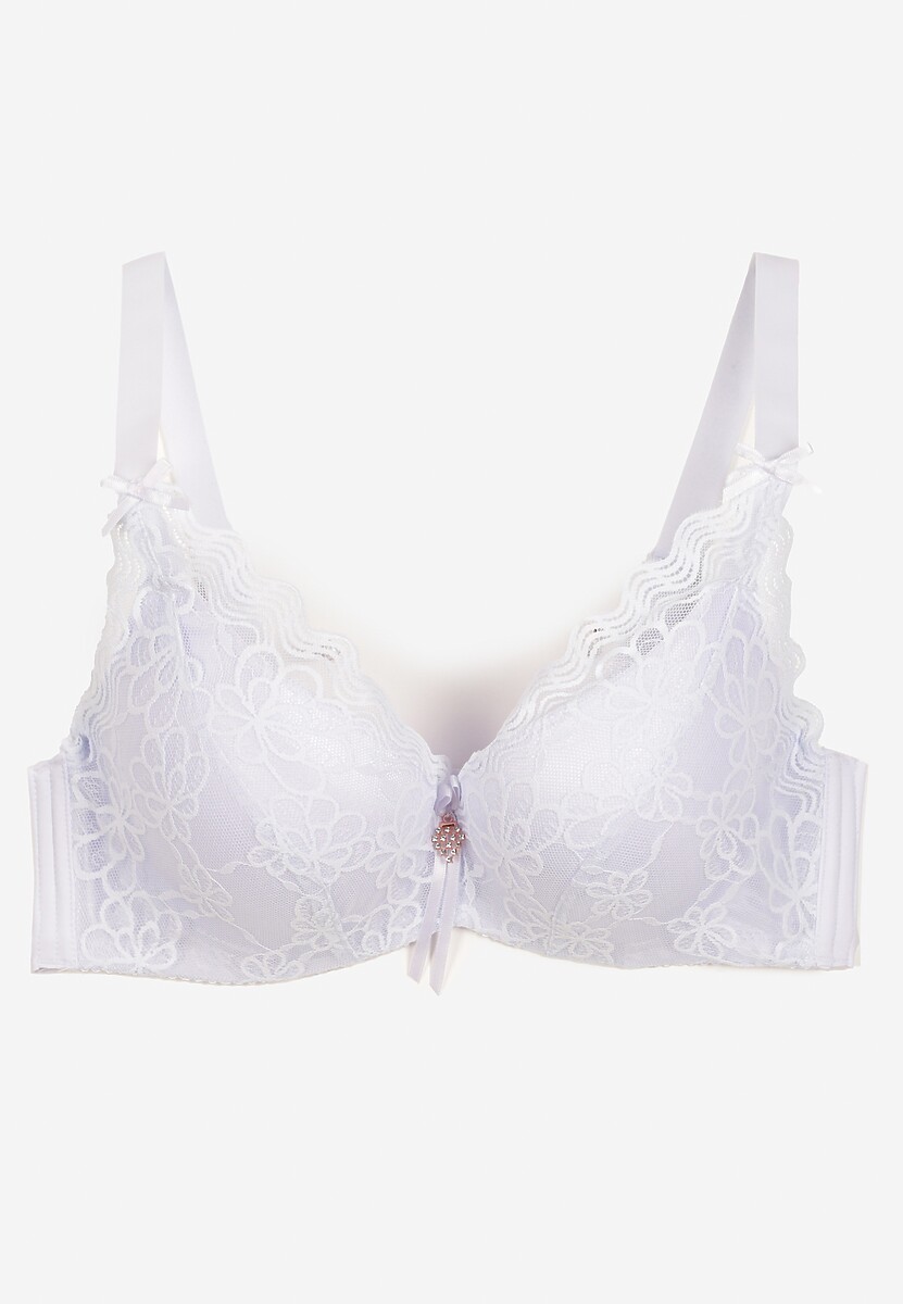 Biały Koronkowy Biustonosz z Regulowanymi Ramiączkami Tinalle
