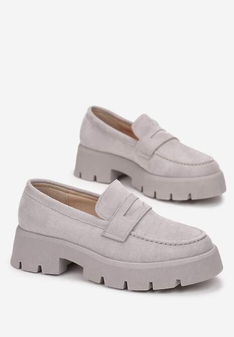 Szare Mokasyny na Grubej Podeszwie z Protektorem Misal