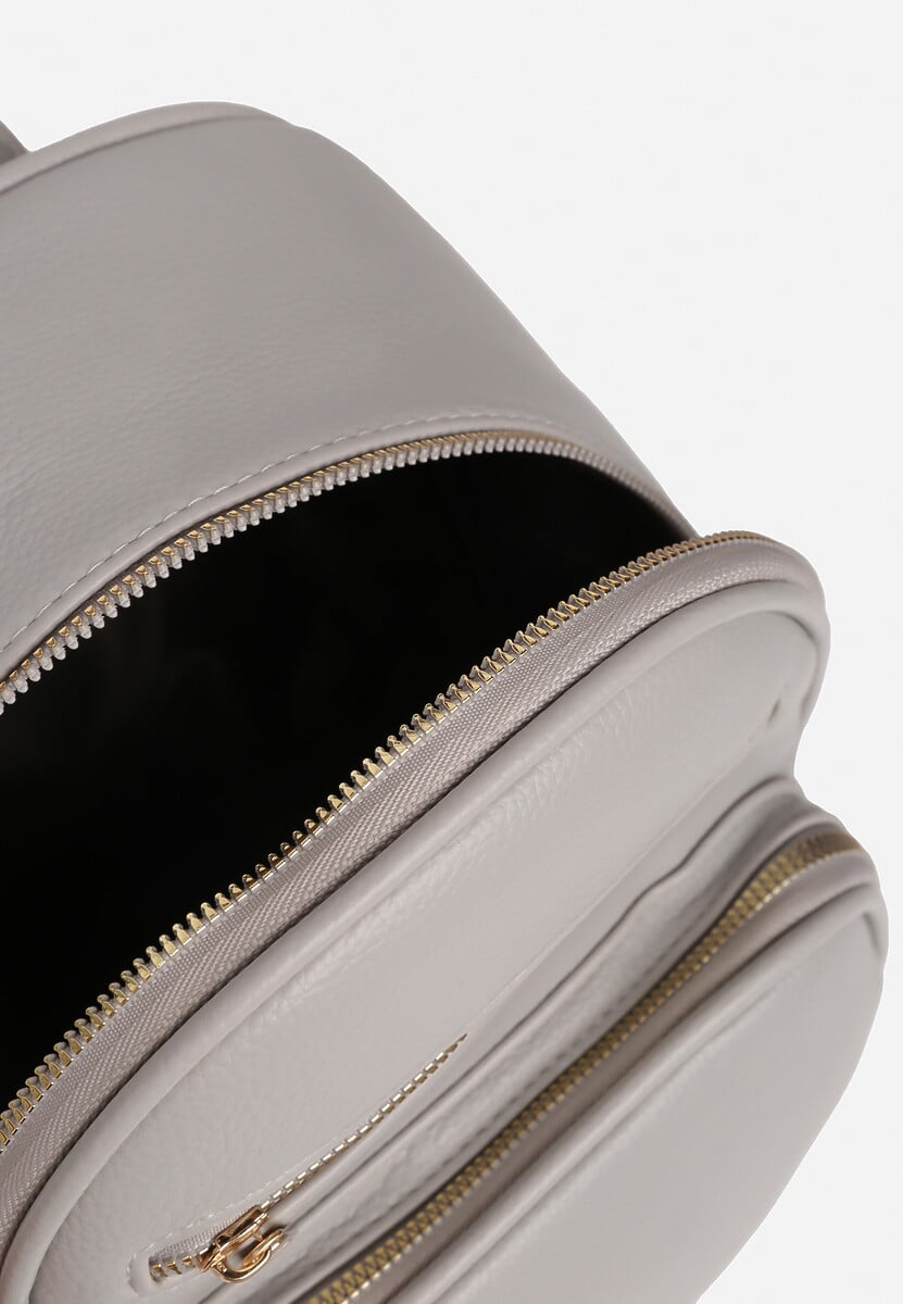 Jasnoszary Plecak Ozdobiony Suwakami z Odpinanymi Paskami z Regulacją Nelmira