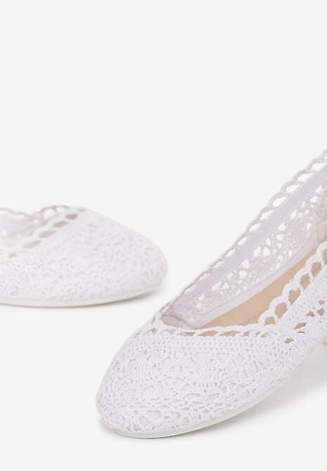 Białe Balerinki Koronkowe Sham
