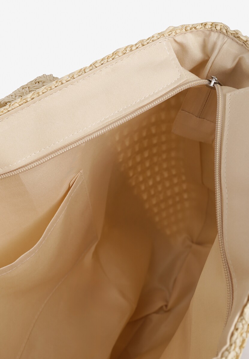 Beżowa Torebka z Plecionki z Dwiema Rączkami Banestra