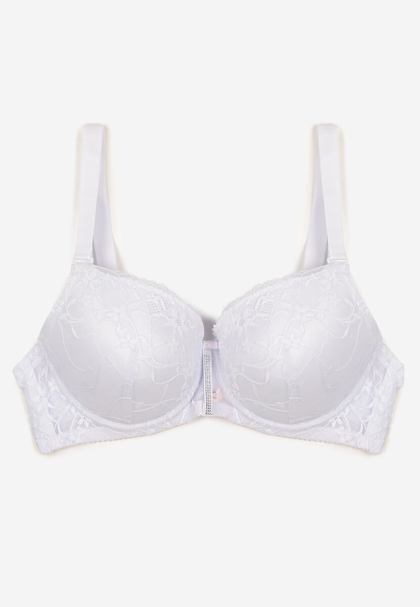 Biały Biustonosz z Koronką i Paskiem z Cyrkonii Katielle