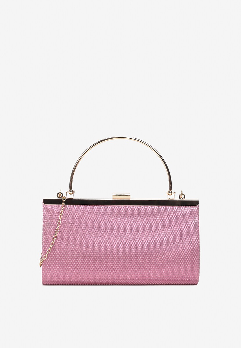 Różowa Kopertowa Torebka z Metalową Rączką i Brokatem Fortelsa