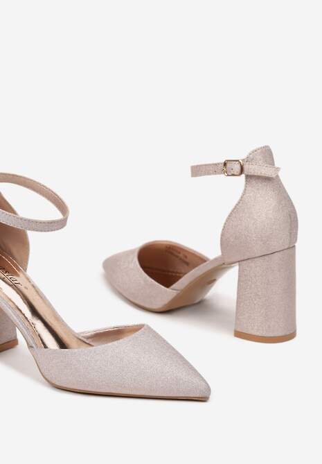 Szampańskie Brokatowe Czółenka na Słupku Loresi