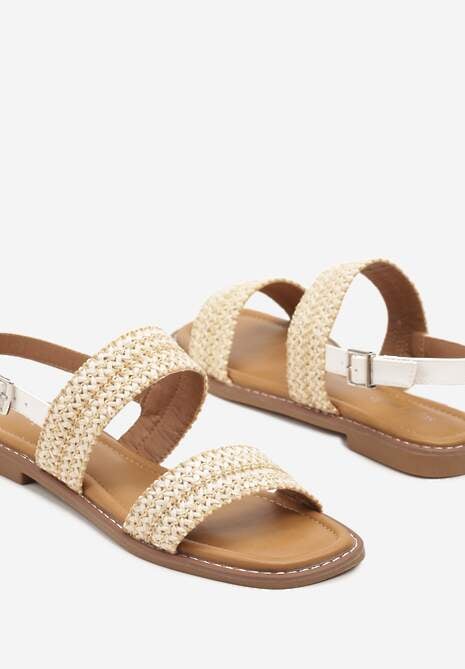 Beżowe Sandały z Ozdobną Plecionką Tolimara